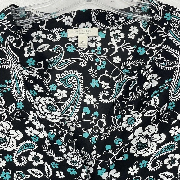 Talbots Womens Plus Size 2X Printed Lightweight Polyester 3/4 Sleeve Blouse Top - Picture 12 of 15